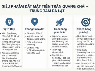 Siêu phẩm đất mặt tiền trần quang khải trung tâm đà lạt