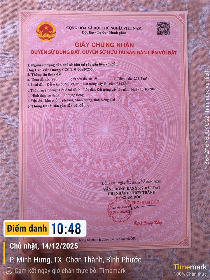 Cơ hội vàng đầu tư & an cư sở hữu ngay đất nền pháp lý sạch tại thị xã chơn thành, bình phước