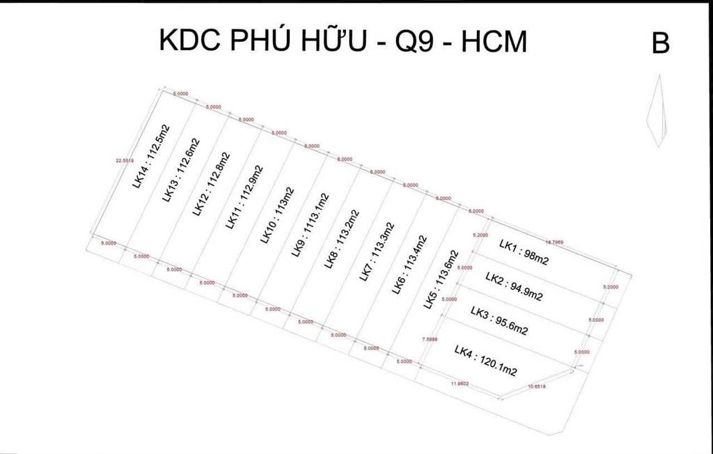 Bán 5 lô liền kề kdc samsung phú hữu giá góc cdt .