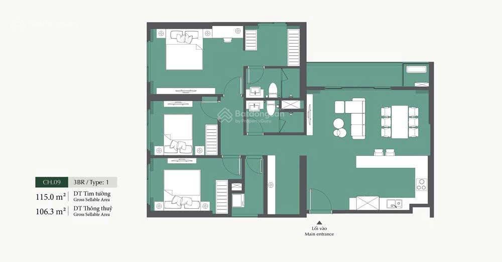 Bán nhanh căn hộ lumiere evergreen 3 pn 105.8m2 tầng trung view giá 80 triệu/m² 0945 468 ***