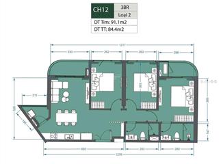 Em bán căn 3pn2wc/85 m2 kính cong trục 12 tòa a1  lumiere evergreen 76tr/m2