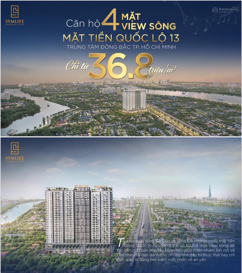 Mở bán căn hộ symlife 4 mặt tiền sông ql13 giá đặc biệt chỉ 36.8 triệu/m2 cho 50 suất đầu tiên