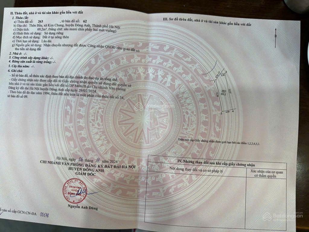 Bán đất ngõ oto tránh ba gác giá tốt nhất thị trường kim chung