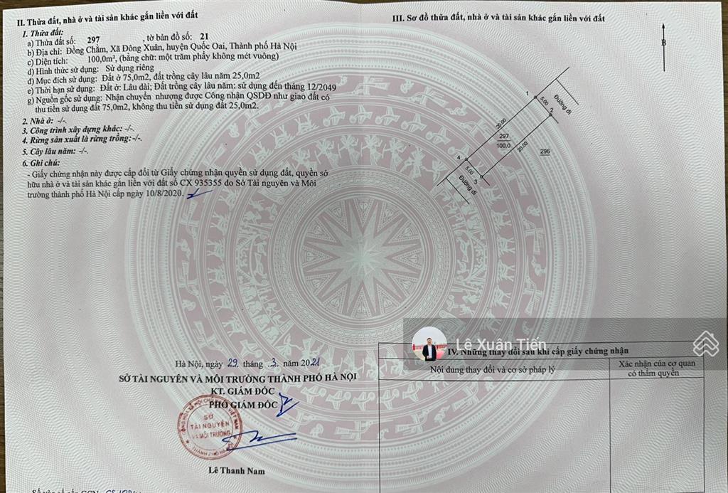 Duy nhất lô đất 2 mặt đường 100m2, gần metro số 5 view đẹp, ô tô tránh, giá 29 tr/m2