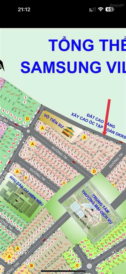 Chủ gởi a13  samsung 1  107m2 đường thông đẹp mới đổ nhựa, dân cư đông đúc, hệ số xây dựng 4.0