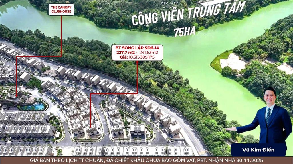 Bán gấp căn bt song lập góc gần clubhouse, 227,7m2, hướng đông bắc. l/h 0937 002 ***