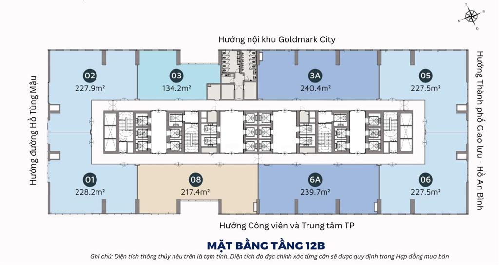 Bán sàn thuơng mại văn phòng hạng a  rox tower goldmark city  hồ tùng mậu. giá niêm yết 5x tr/m2