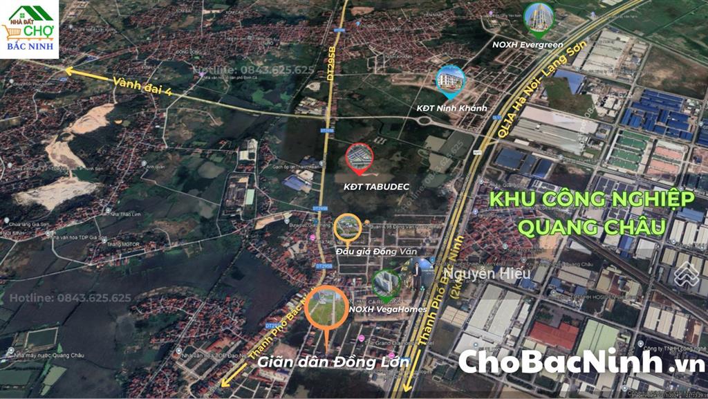 Bán lô đất dãy i giãn dân 72m2 sát chung cư tại đồng lớn, quang châu, việt yên, bắc giang hơn 3 tỷ