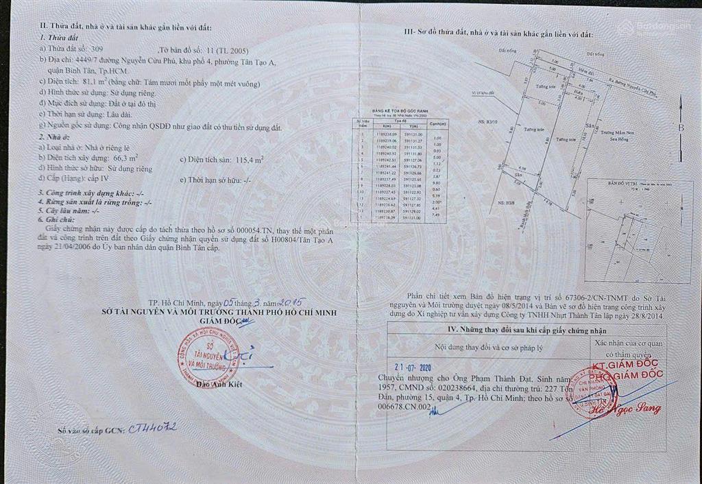 Bán 2 căn nhà 4449/5b và 4449/7 nguyễn cửu phú tân tạo a bình tân