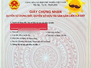 Còn đúng 2 nền đường 100 bình thời quận 11 64m2 ngang 4m chỉ 6 tỷ 5 tl ngay chủ