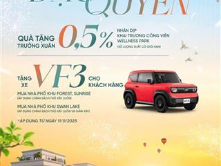 Chỉ từ 4 tỷ sở hữu nhà phố vinhomes green city long an nhận xe vf3, vay 85% miễn lãi 24 tháng