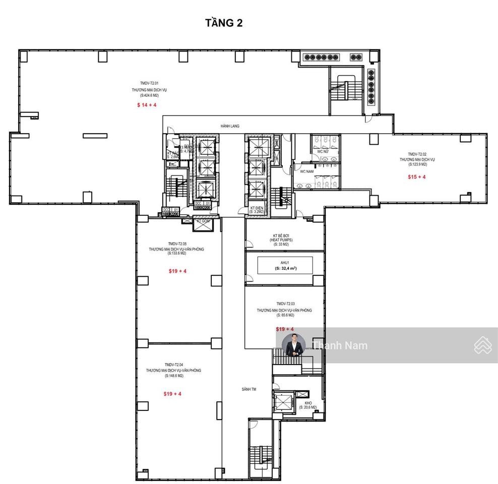 Cho thuê văn phòng, tttm, gym, bể bơi tòa the ninety complex 90 đường láng dt 425m2 giá 255.800đ/m2