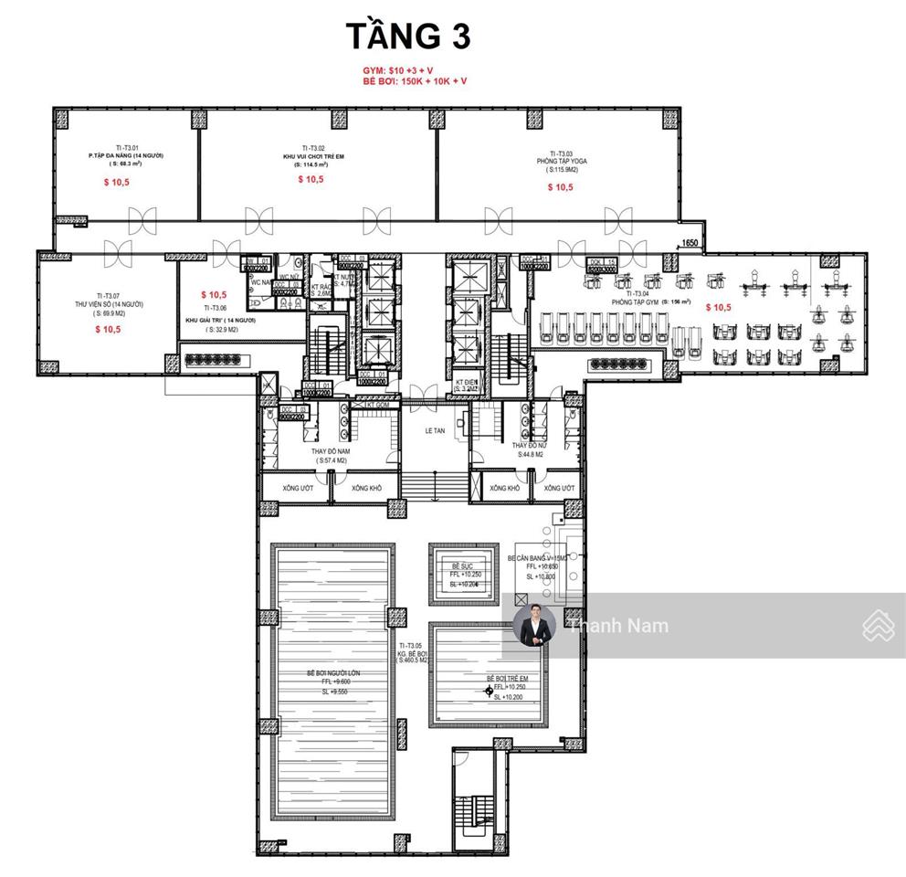 Cho thuê văn phòng, tttm, gym, bể bơi tòa the ninety complex 90 đường láng dt 425m2 giá 255.800đ/m2