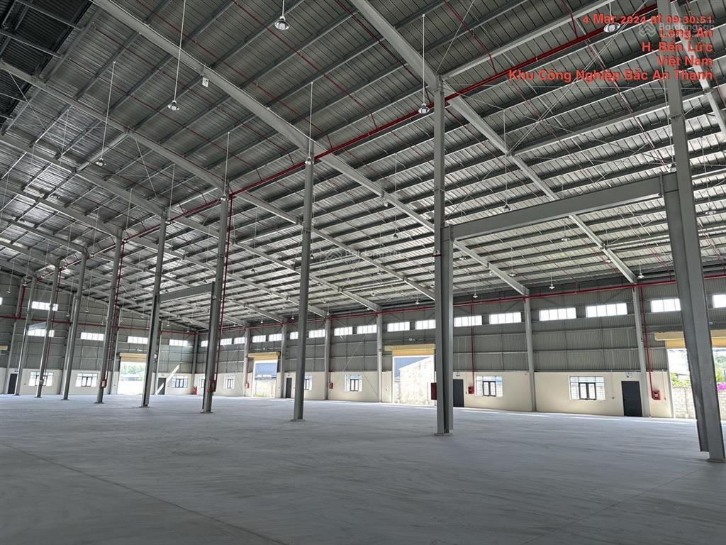 Cho thuê kho xưởng kcn bến lức, long an tổng dt 15.552m2, 80.000vnd/m2/tháng.  0909 913 ***