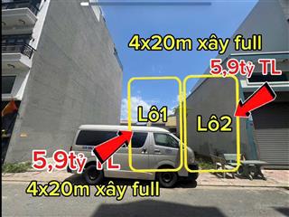 Đất ngang 8m giá tốt 2 sổ có bán lẻ bán 2 lô đất  4x20m(ko lộ giới)  hẻm nhựa 7m giá 5.9 tỷ/lô