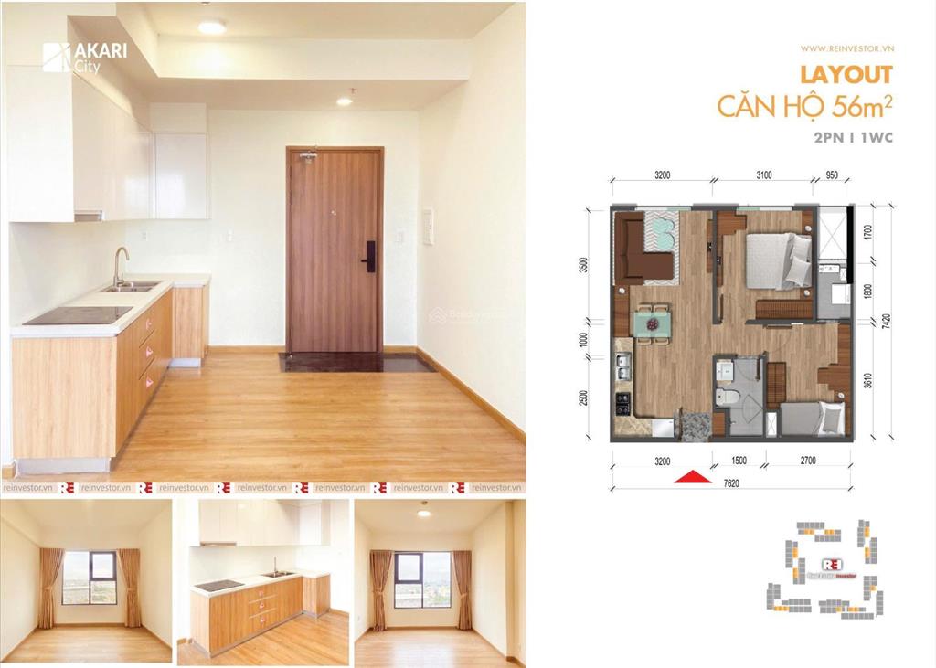 Bán căn hộ 2pn 1wc chung cư akari city diện tích 61m2 giá chỉ 3,95ty full nội thất, sổ sẵn ở ngay