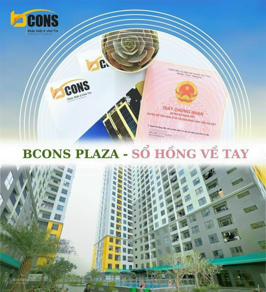 Giá thật chốt ngay, bán căn hộ 2pn2wc bcons plaza mặt tiền đường thống nhất, bank cho vay 70  80%