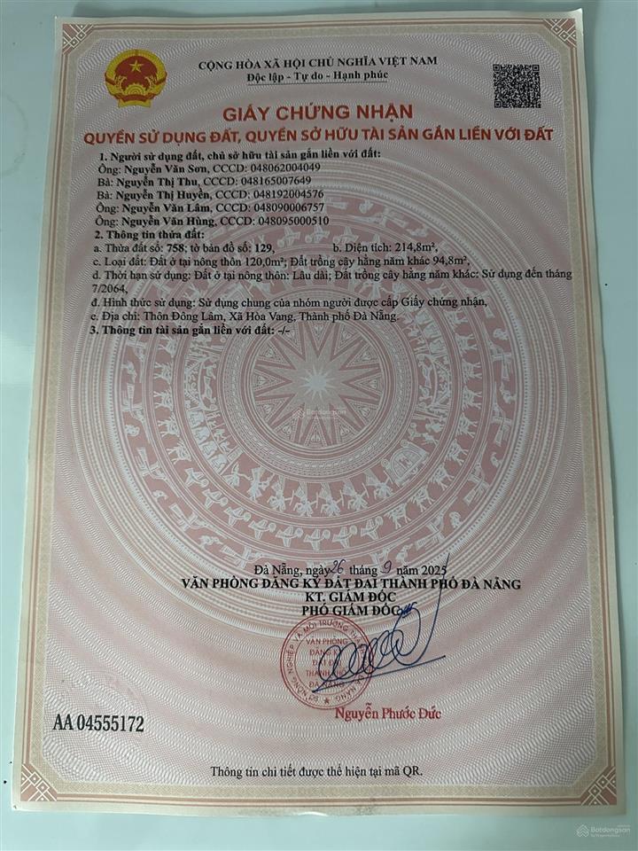 Bán đất mặt tiền đường nhựa 7m. sát đường vành đai. diện tích 215m2