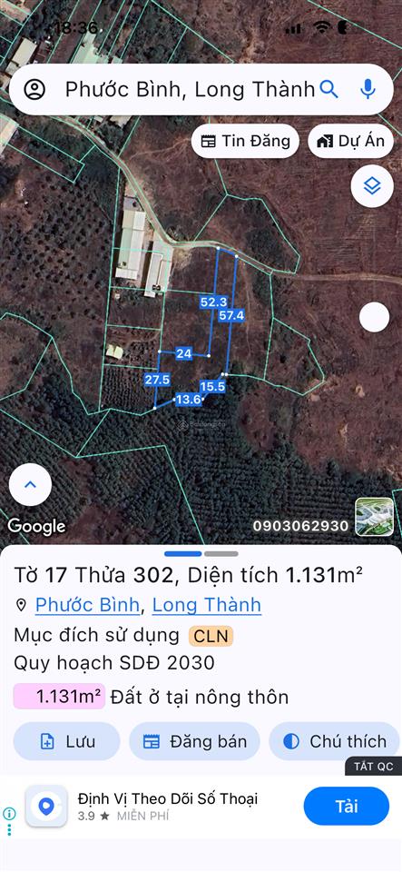 Đất nền cực chất 1131.4m2 cln tại phước bình, long thành, 1.8 tỷ