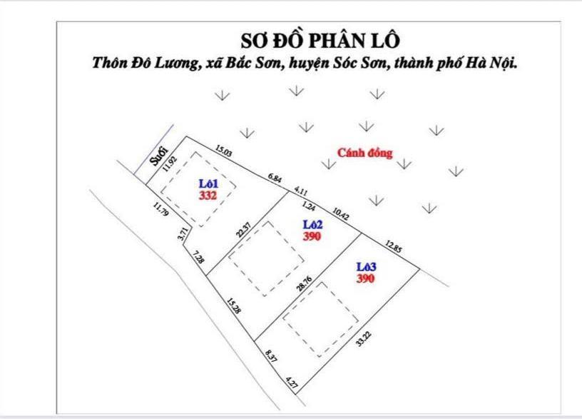 Bán đất 390m2 bắc sơn view đẹp, mặt suối, giá vài triệu/m2