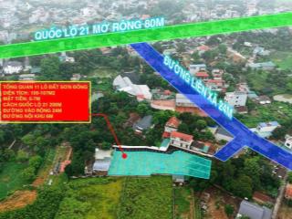 Chỉ hơn 2 tỷ xíu duy nhất 1 mảnh 100m2 cách ql21300m, cạnh đường 24m tại đoài phươngsơn tây.