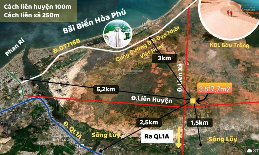Bán 3818m2 đất gần mặt biển bình thuận, gần sông, vị trí đẹp, giá đầu tư đất rộng mở resort