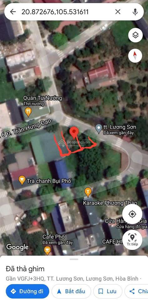 Bán diện tích 62,3m2 đất đô thị gần kape kem lương sơn, hòa bình