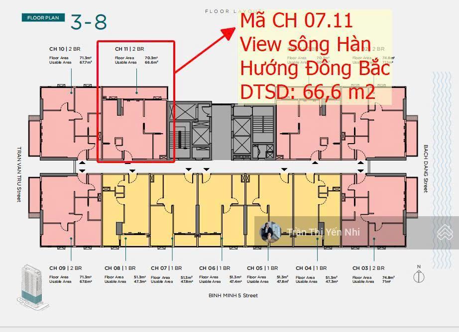 Bán căn hộ the filmore da nang, 7,49 tỷ, 66,6 m2, 2pn, 2wc, nội thất đầy đủ view cầu rồng sông hàn