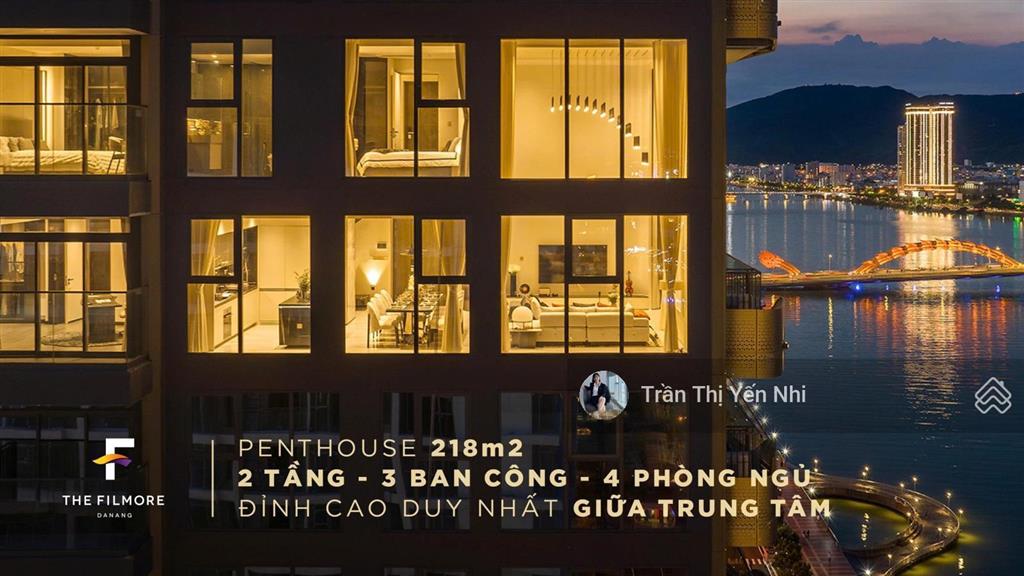Penthouse 218m²  4 phòng ngủ tại filmore với 3 ban công view trọn sông hàn  mua trực tiếp cdt