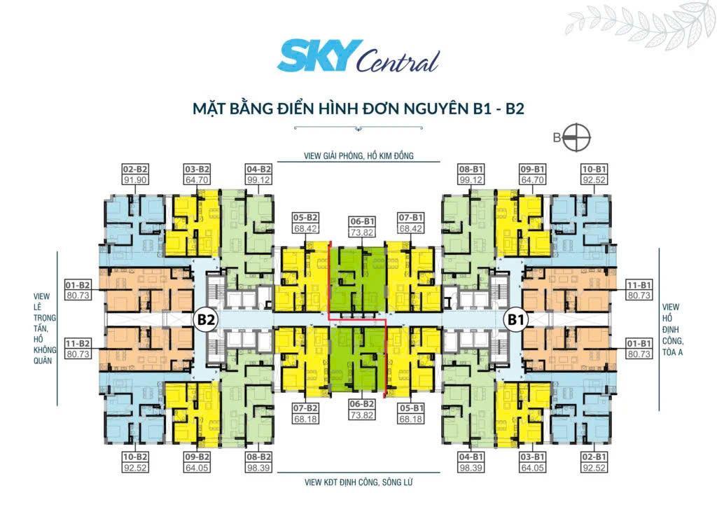 Bán nhanh ch 3pn 2wc, 97,7m² siêu hiếm, sky central, 176 định công. 9,x tỷ