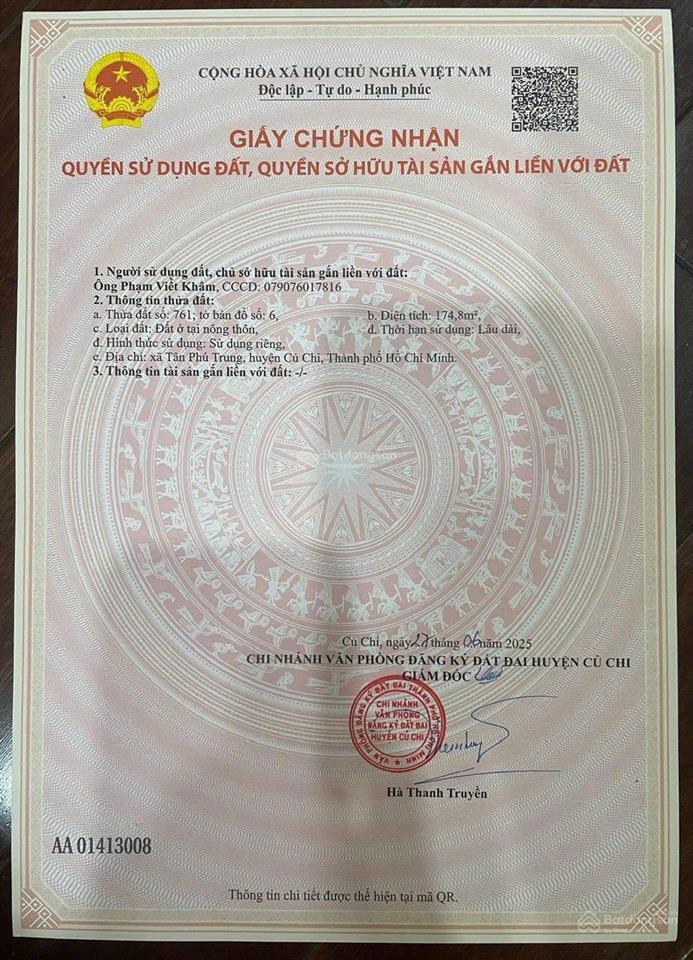 Chính chủ cần bán đất tại nguyễn thị lắng, dt 5m x 35m full thổ cư. giá 2,1 tỷ