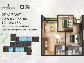 Ecopark  chuyển nhượng căn 2pn2vs 58m2 4.x tỷ full nội thất