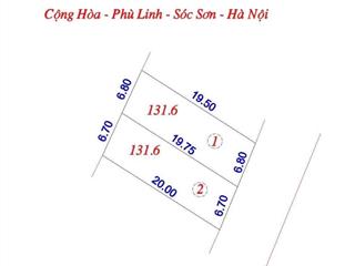 Bán lô đất đẹp full thổ cư phù linh, sóc sơn 131.6m² mt 6,7m sổ đỏ vuông vắn giá 19.5 triệu/m2