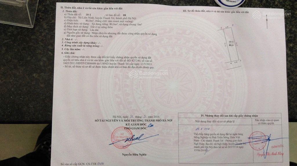 Đất thổ cư tại liên ninh, 7,2 tỷ, 80m2, mặt tiền 5m, ngõ 4m. giá hấp dẫn để mua giữ tiền. ngõ thông