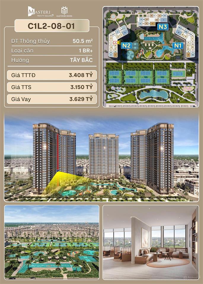 Hàng hot! tiện ích fullcăn 1pn + view đẹp vị trí tốtgiá cực hấp dẫn tại masteri trinity square!