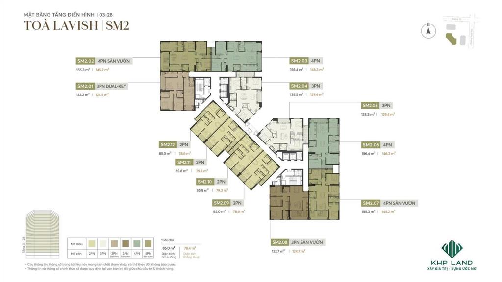 Quà tặng 300tr, ck 17% căn 3 pn 124m2 độc quyền tại sm2 greenera southmark  hồng tâm chiến lược