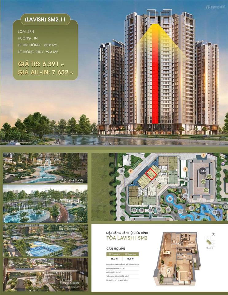 Quà tặng 300tr, ck 17% căn 3 pn 124m2 độc quyền tại sm2 greenera southmark  hồng tâm chiến lược