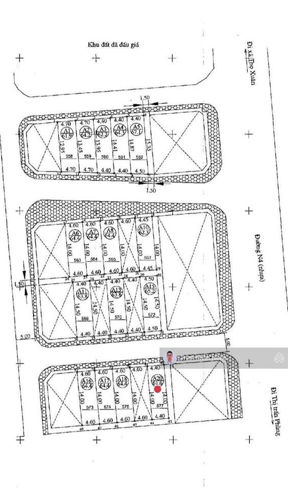 Hàng hiếm 61.6m2 mặt tiền 4.4m 3 mặt thoáng. đất đấu giá đệ nhị, xã phương đình, đan phượng. sđcc