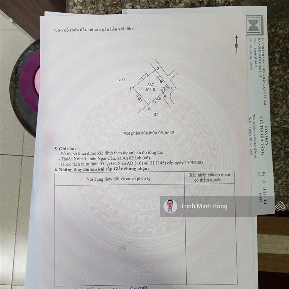 Chính chủ bán 101m2 mặt tiền 9.08m đường oto vào nhà. ngay gần đường trục chính ngãi cầu an khánh