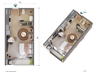 Căn hộ studio 36m2, giành cho người độc thân thích sự riêng tư, sang trọng, chỉ cần vốn ban đầu 15%