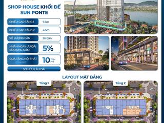 Chính thức bán shop khối đế đẹp nhất ponte đà nẵng, chính sách ck 19,5% cho sổ lâu dài