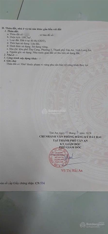 Đất thổ giá rẻ vành đai, p5, tp tân an, long an hướng tây nam giá 1,550ty