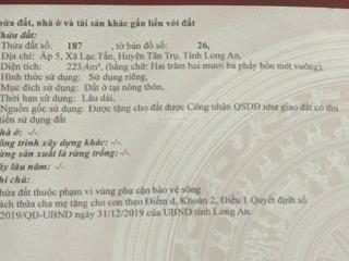 Đất thổ giá rẻ lạc tấn, tân trụ, long an dt 10x22m, đã san lấp chỉ 460tr