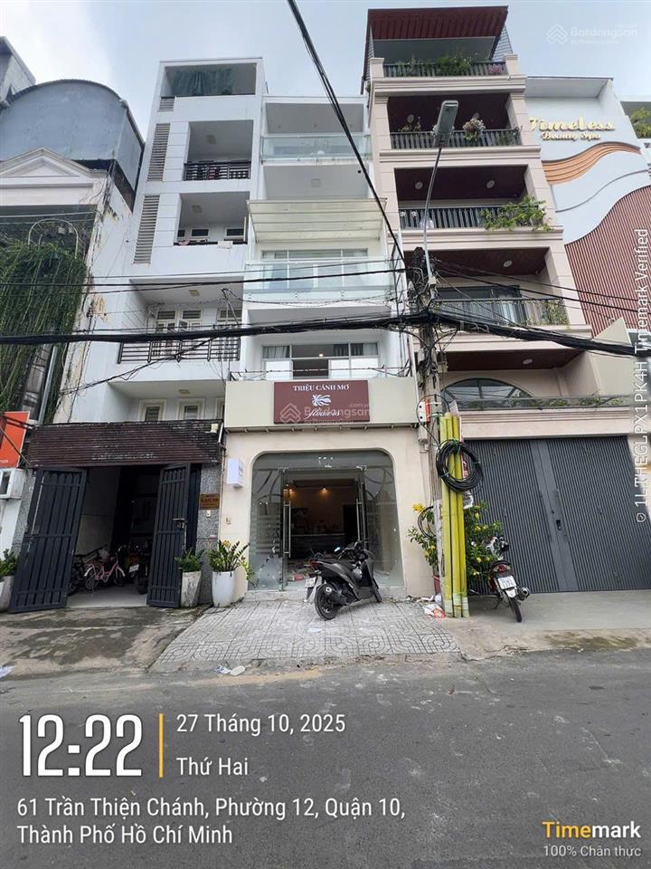 Bán nhà mt trần thiện chánh, p12, q10  4 x 20m, 4 tầng, hđt 55 tr/th, giá 26.5 tỷ