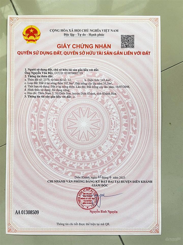 Bán đất đường gò đại xã diên sơn huyện diên khánh giá rẻ