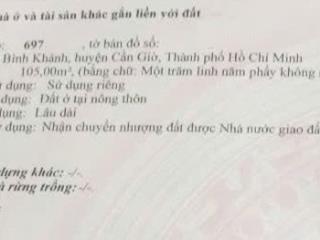Bán đất tại đường trần quang quờn, kdc cọ dầu xã bình khánh, cần giờ, hồ chí minh giá 2,8 tỷ, 100m2