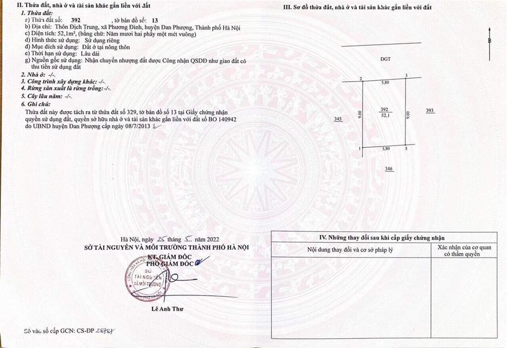 Bán đất trục chính địch trung 52.1m2, mt 5.8m, đường 9m trục kinh doanh