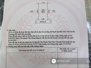 Chính chủ bán 2 lô đất 50m2, ô tô đỗ cách 5m, 300m ra quốc lộ 6 thị trấn chúc sơn, giá 3.4 tỷ