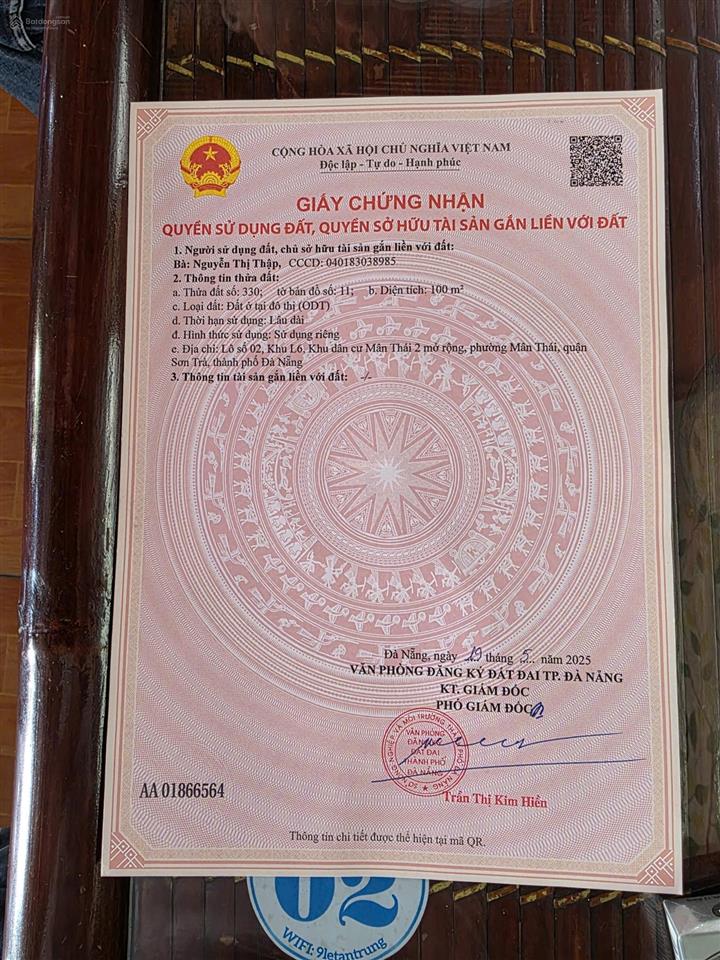 Bán đất 100m2 tại trương định, mân thái, sơn trà, đà nẵng, 14 tỷ
