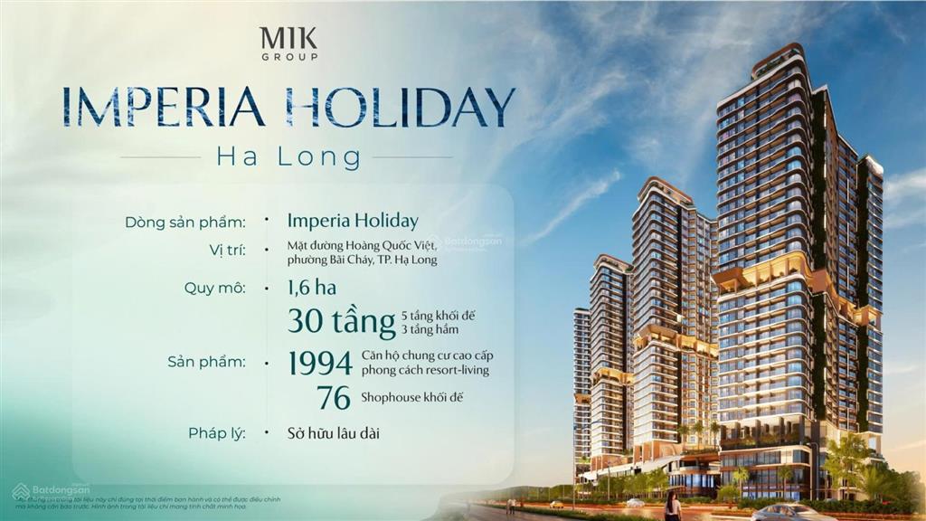 Chung cư imperia holiday  mặt biển  sổ lâu dài  cđt mik uy tín  giá chỉ từ 1.x tỷ  vay 70%